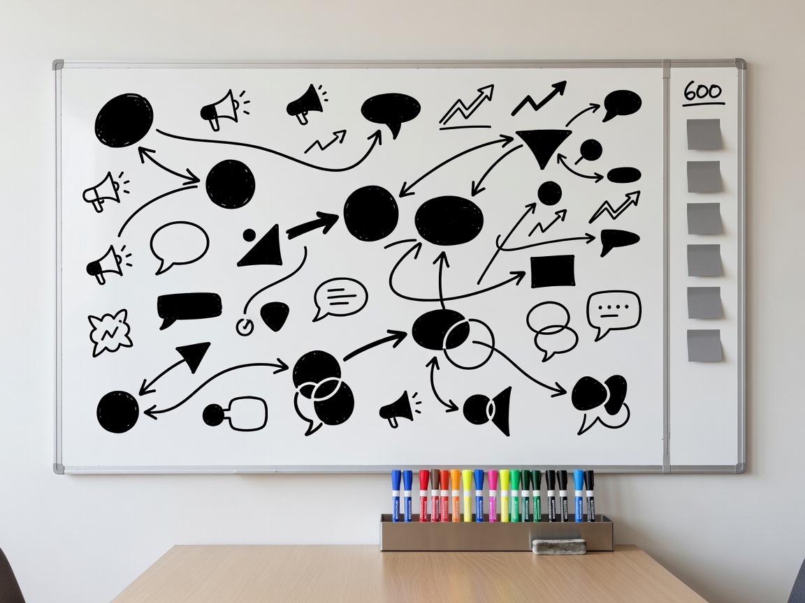 Conversion copywriting board with headline ideas and marketing messages